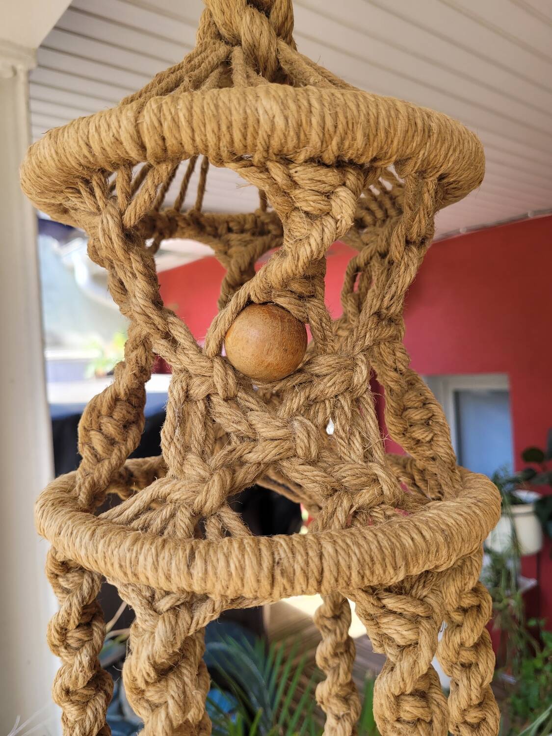 Large vintage macrame plant holder
