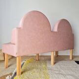 Pink faux leather bistro bench for 3 people
