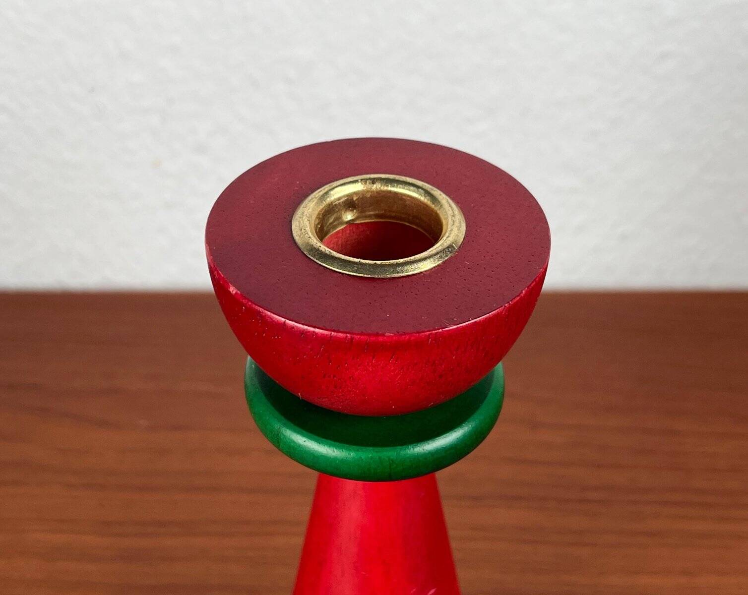 Vintage postmodern wooden candlestick, 1970s