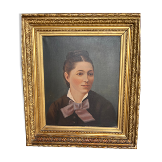 Portrait, oil on canvas, late nineteenth, jenue woman