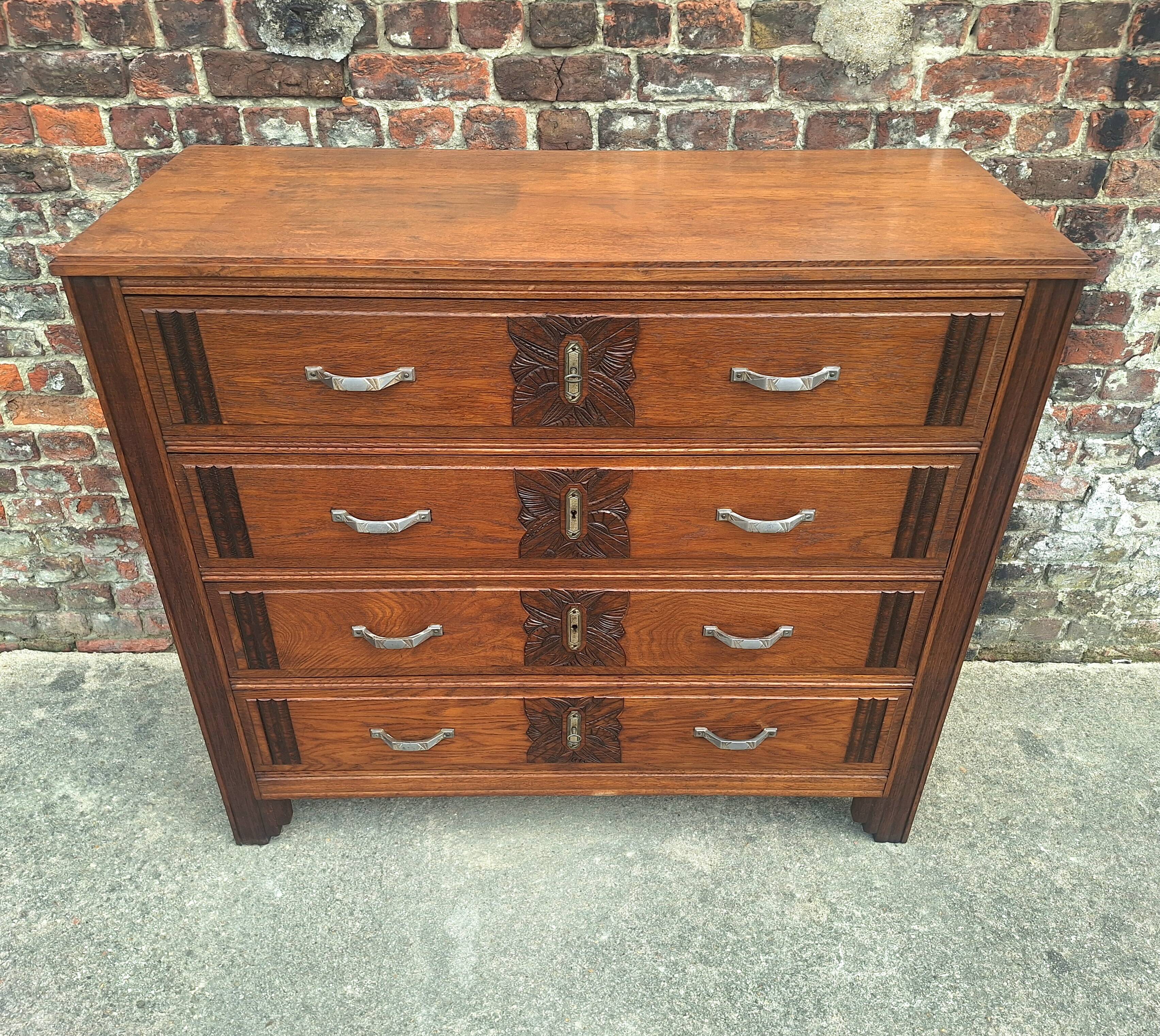 Large Art Deco chest of drawers, vintage antique furniture.