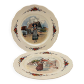 Set of 2 "Obernai" dishes from the Sarreguemines pottery.