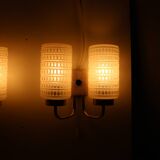 1970s Pair of Two Wall Lamps with Glass Shades, Germany