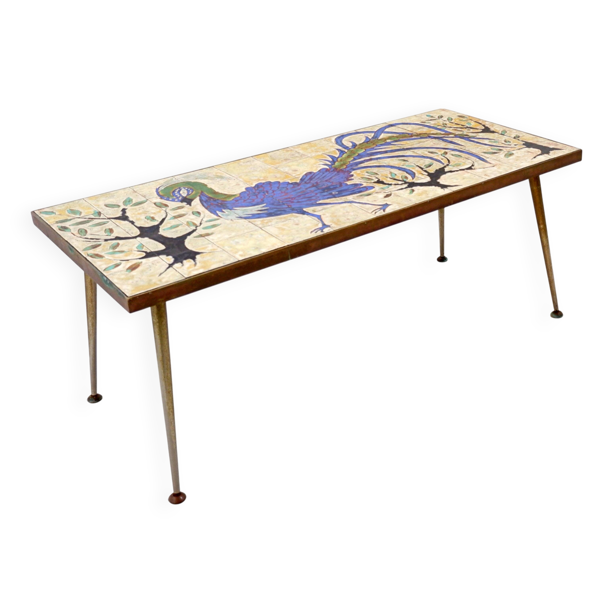 Coffee table with ceramics by Charles Emile Pinson, circa 1958.