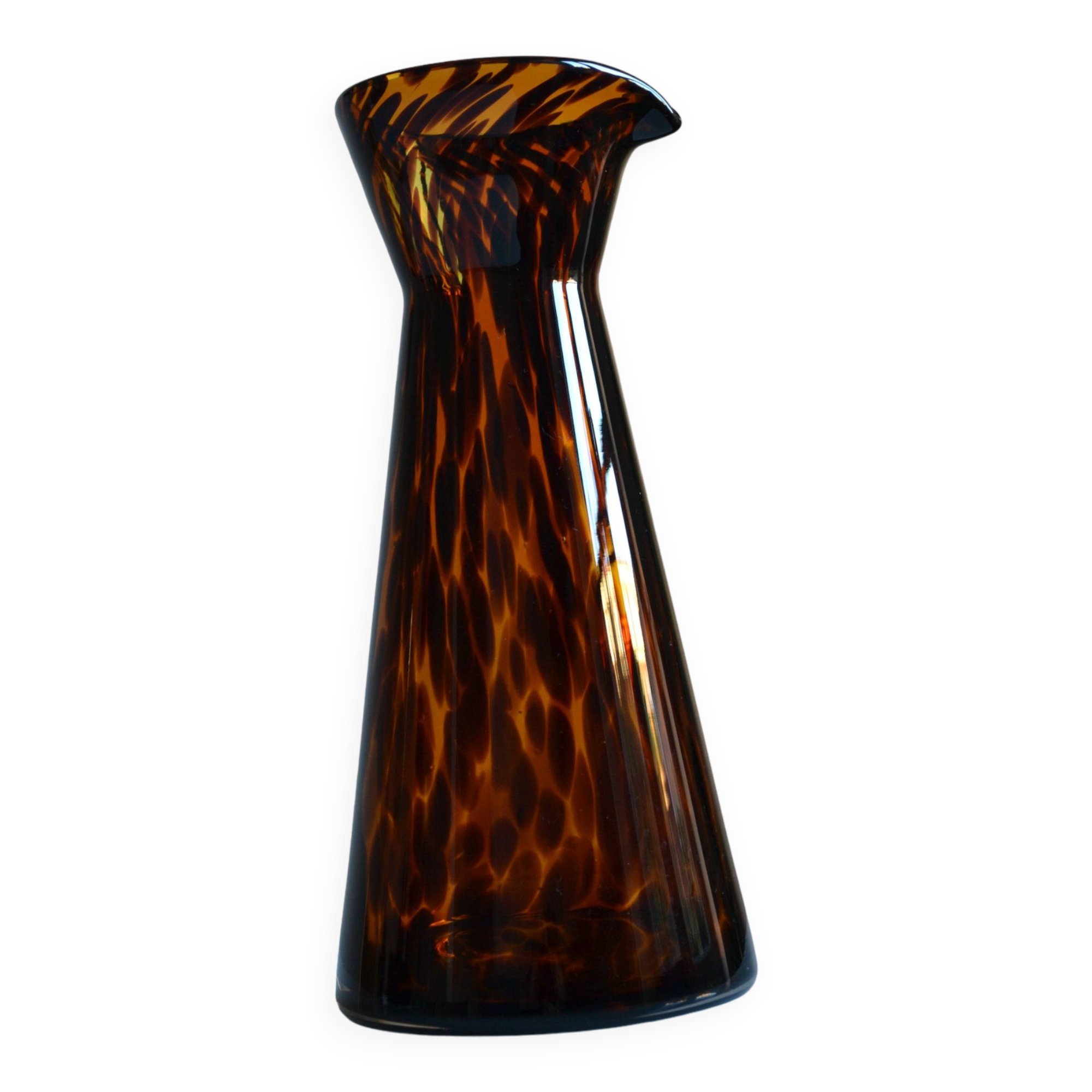 Vintage leopard pattern speckled glass vase or jug attributed to Murano