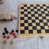Checkers game and backgammon travel wood