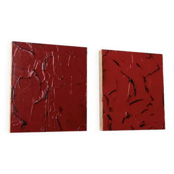 Two small abstract minimalist paintings by Vincent Dufresne.