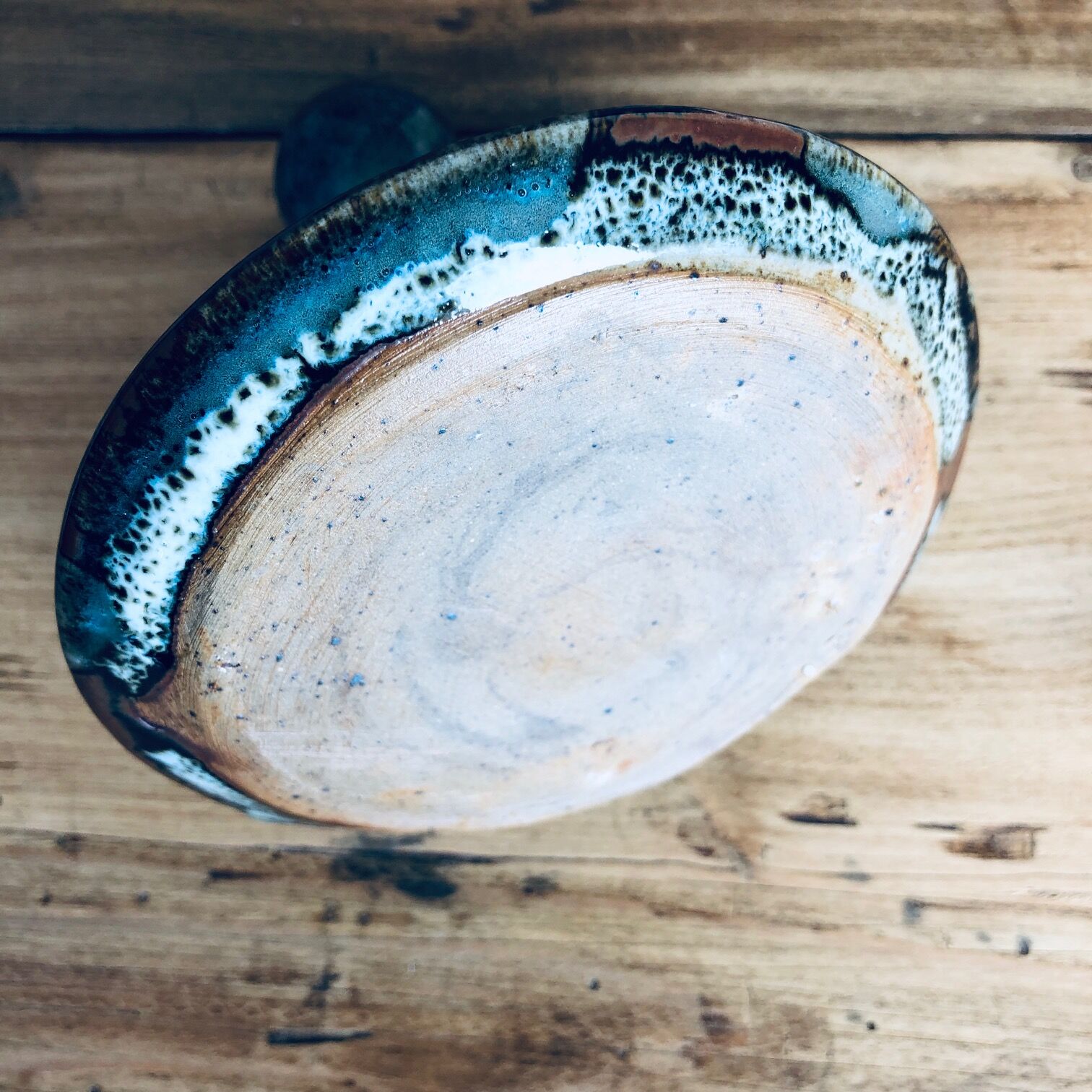 Blue glazed varnished sandstone cellar rat candlestick