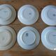 Lot de 6 assiettes terre de fer dépareillées tons bleus verts