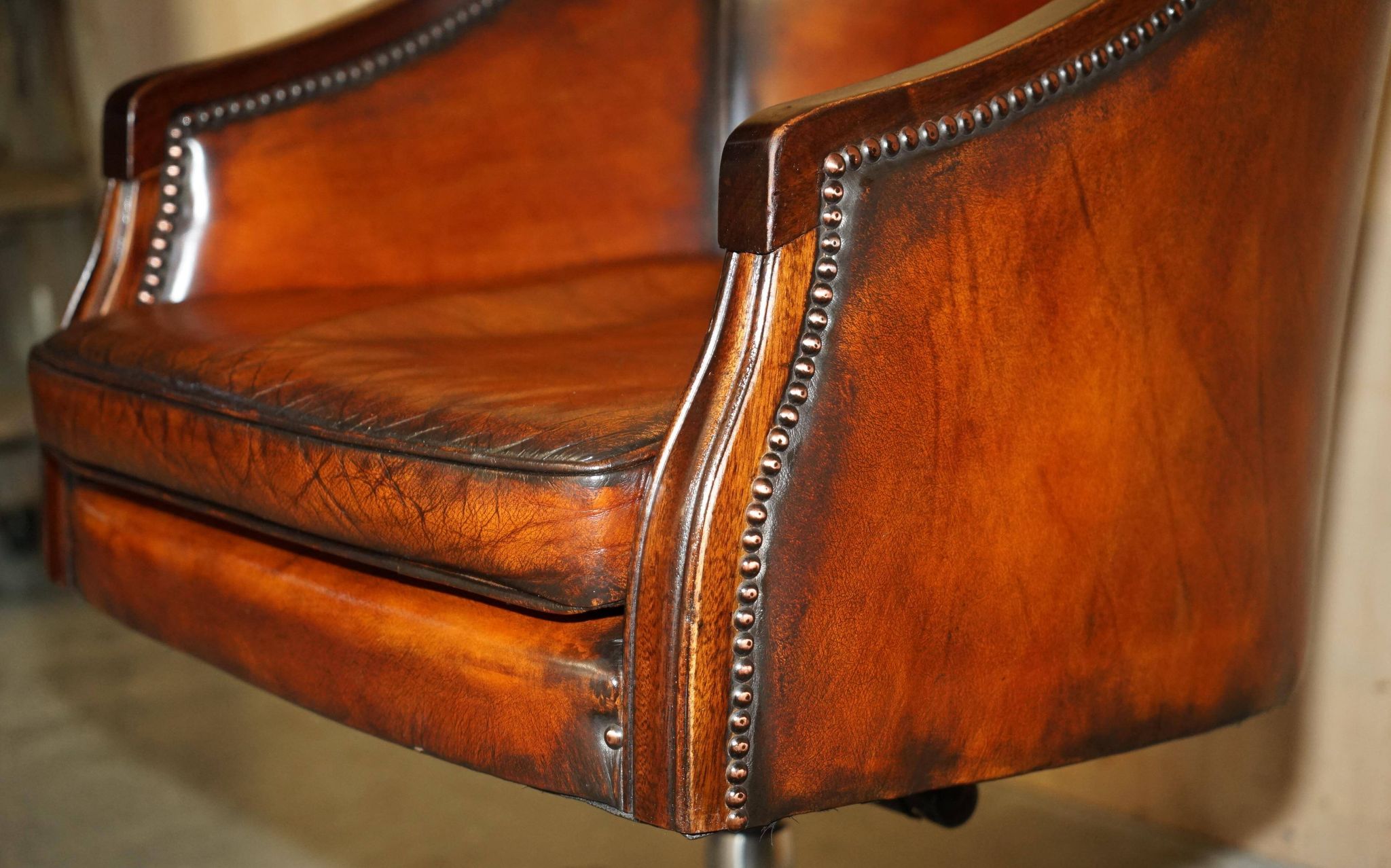 Restored leather captain's or director's chair