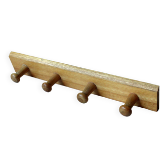 1950s wooden wall mounted coat rack, vintage