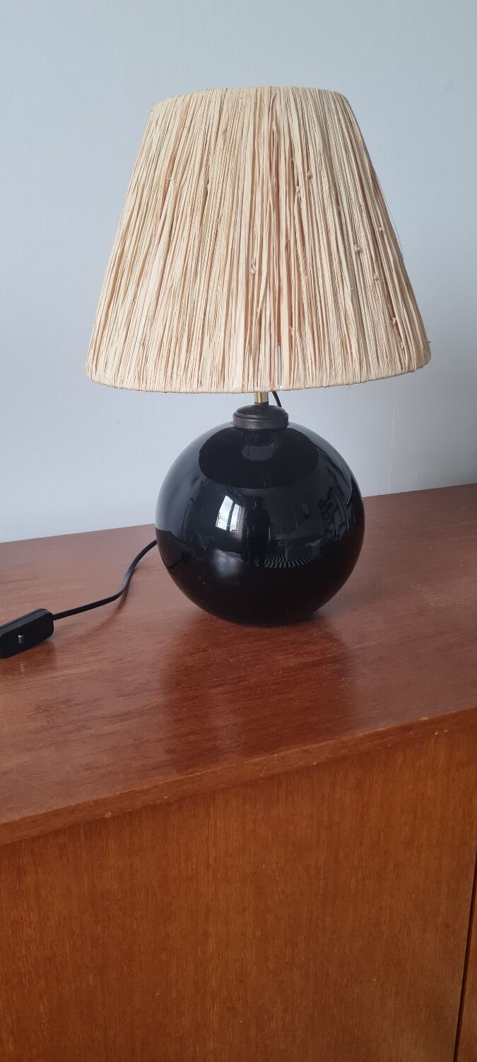 Black glass ball lamp art deco 1930
