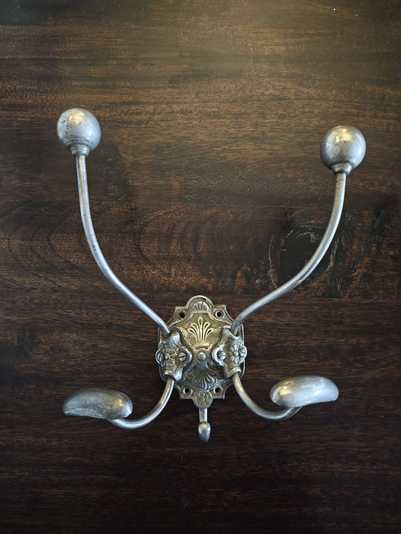 Cast iron and metal wall coat rack with hooks - Late 19th century