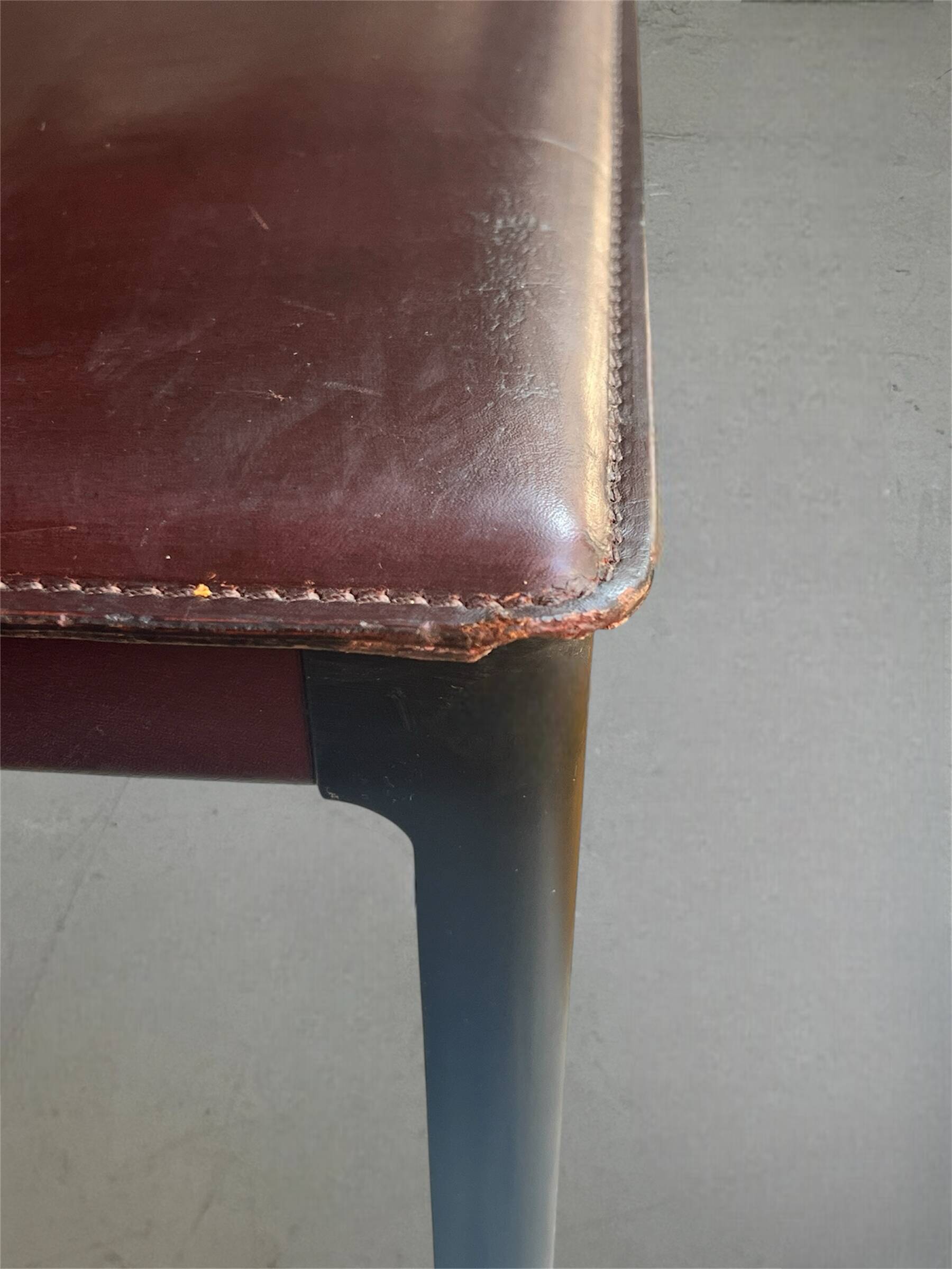 Set of 2 Italian chairs in brown Havana leather, design MATTEO GRASSI