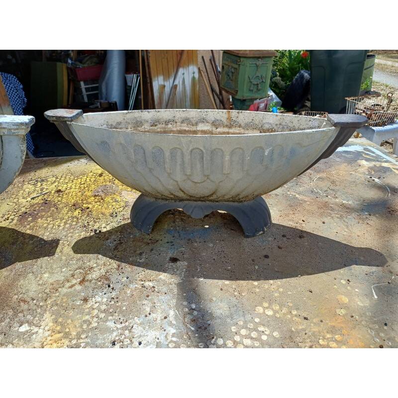 2 art deco enamelled cast iron planters