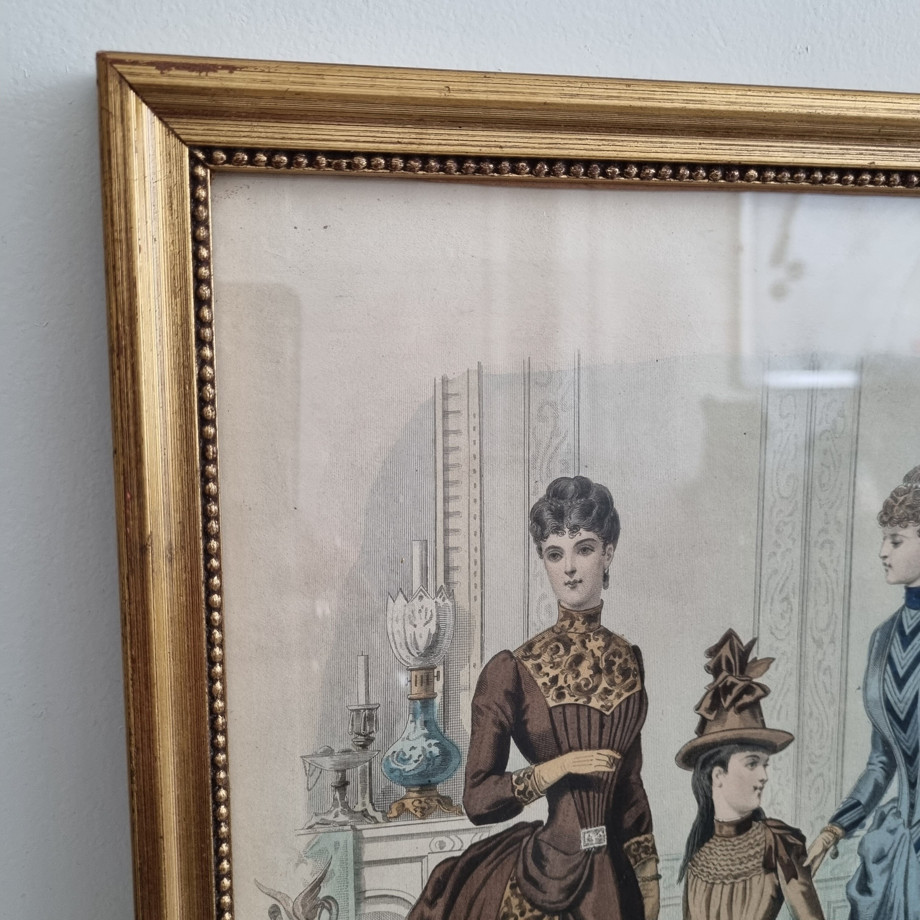 Framed fashion engraving 1886 fashion review
