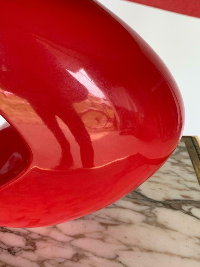 Red ceramic lamp drimmer modernist lampshade