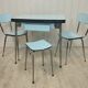 Blue formica table 2 chairs 1 mdj stool