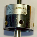 Glashuette Limburg pendant light in bubble glass and chrome lampshade 1970s