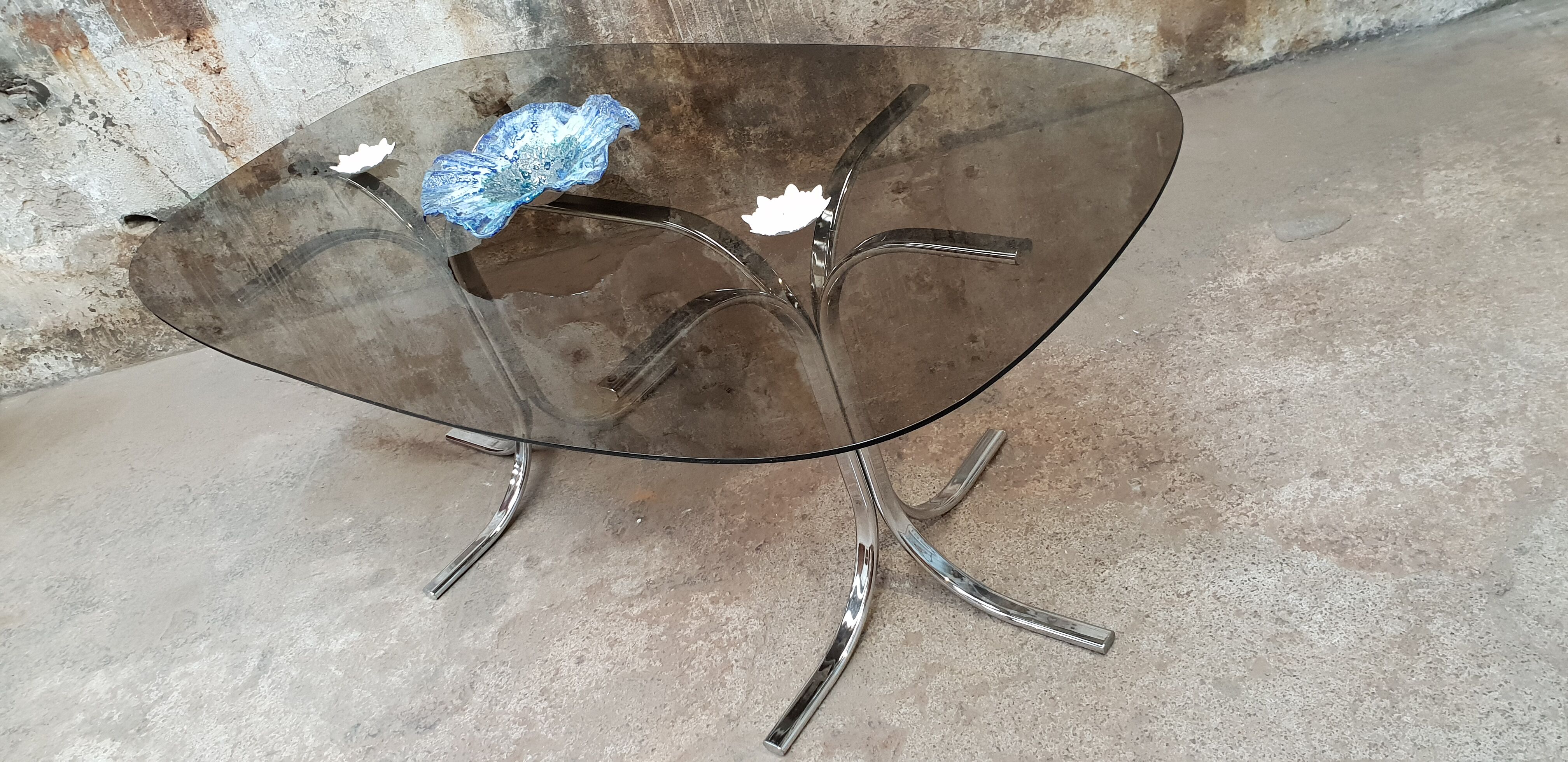 Table ovale en verre vintage