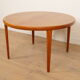 Vintage round dining table | Teak | Extendable | 120–220 cm