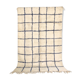 Moroccan Berber carpet Beni Ouarain with largeelle blue checkered 3.08x2m