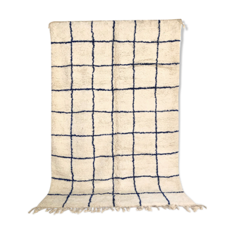 Moroccan Berber carpet Beni Ouarain with largeelle blue checkered 3.08x2m