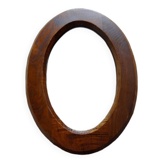 Vintage oval wooden mirror
