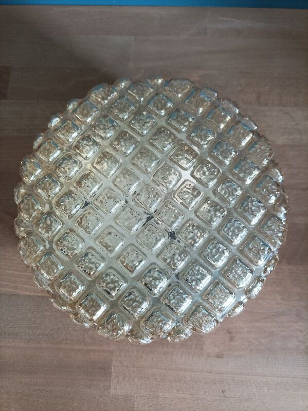 Ceiling lamp smoked molded glass metal base