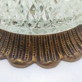 Plafonnier verre pointe de diamant et laiton 70's