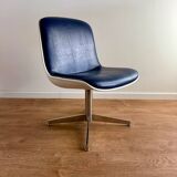 Strafor office chair in imitation leather, resin and chrome metal, 1970s