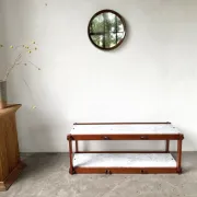 Italian modernist shelf in teak and Carrara marble, 1950s