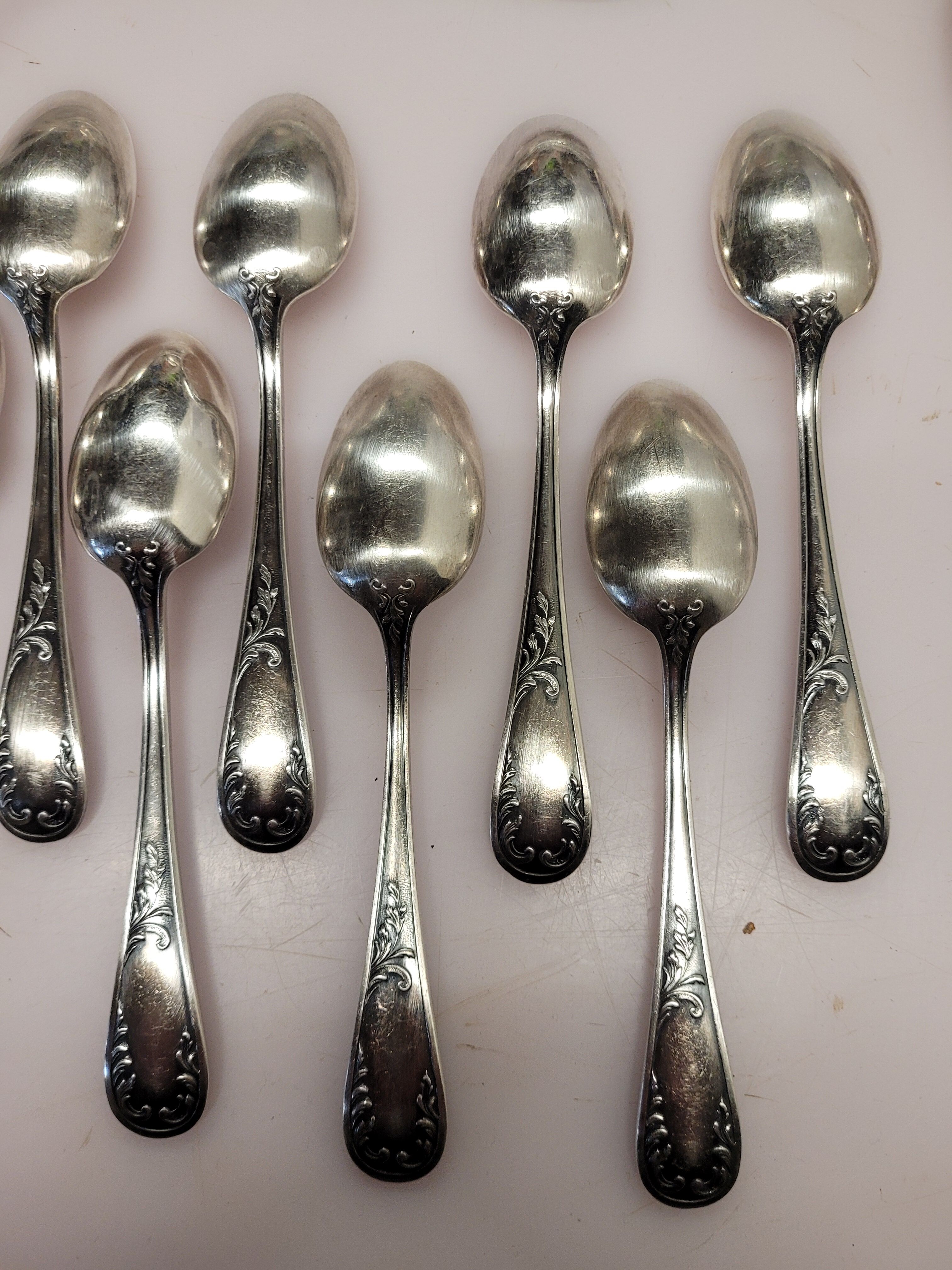 Old silver metal service with box