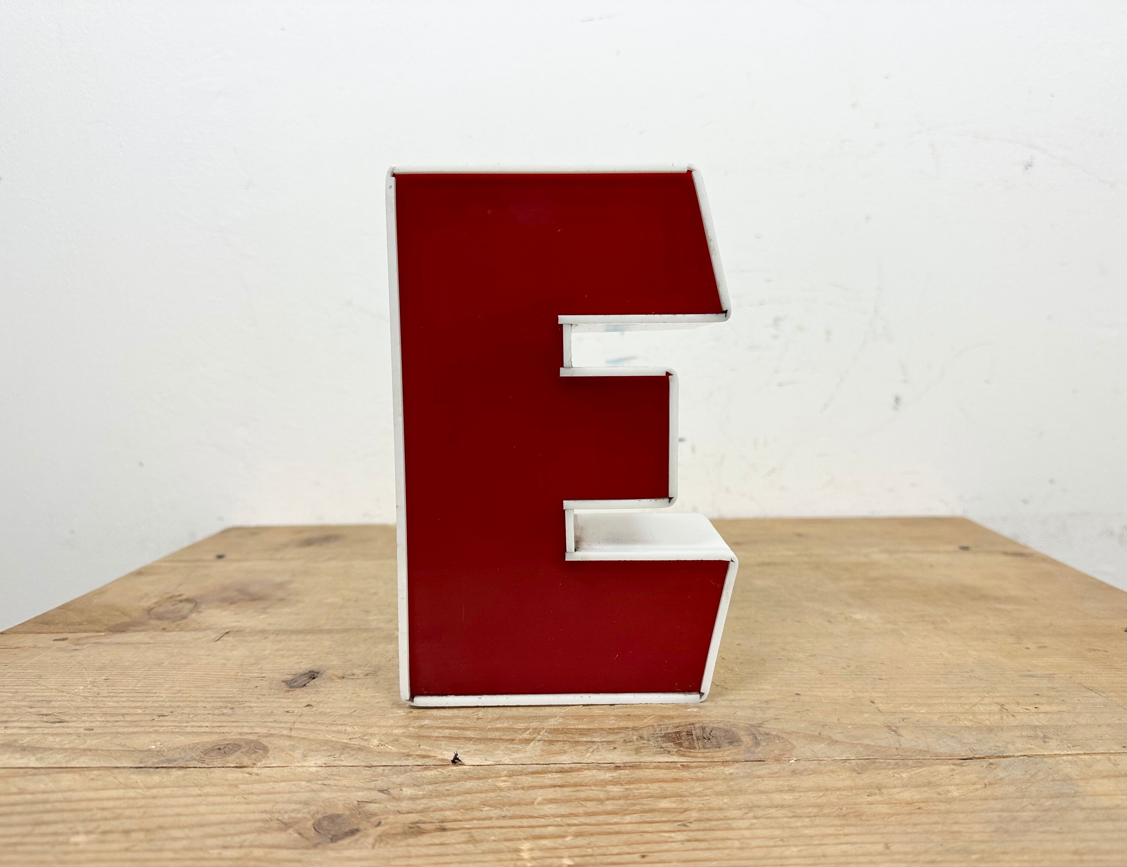 Vintage red facade letter e , 1970s