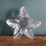 Star candle holder in glass or bubbled crystal, Biot type