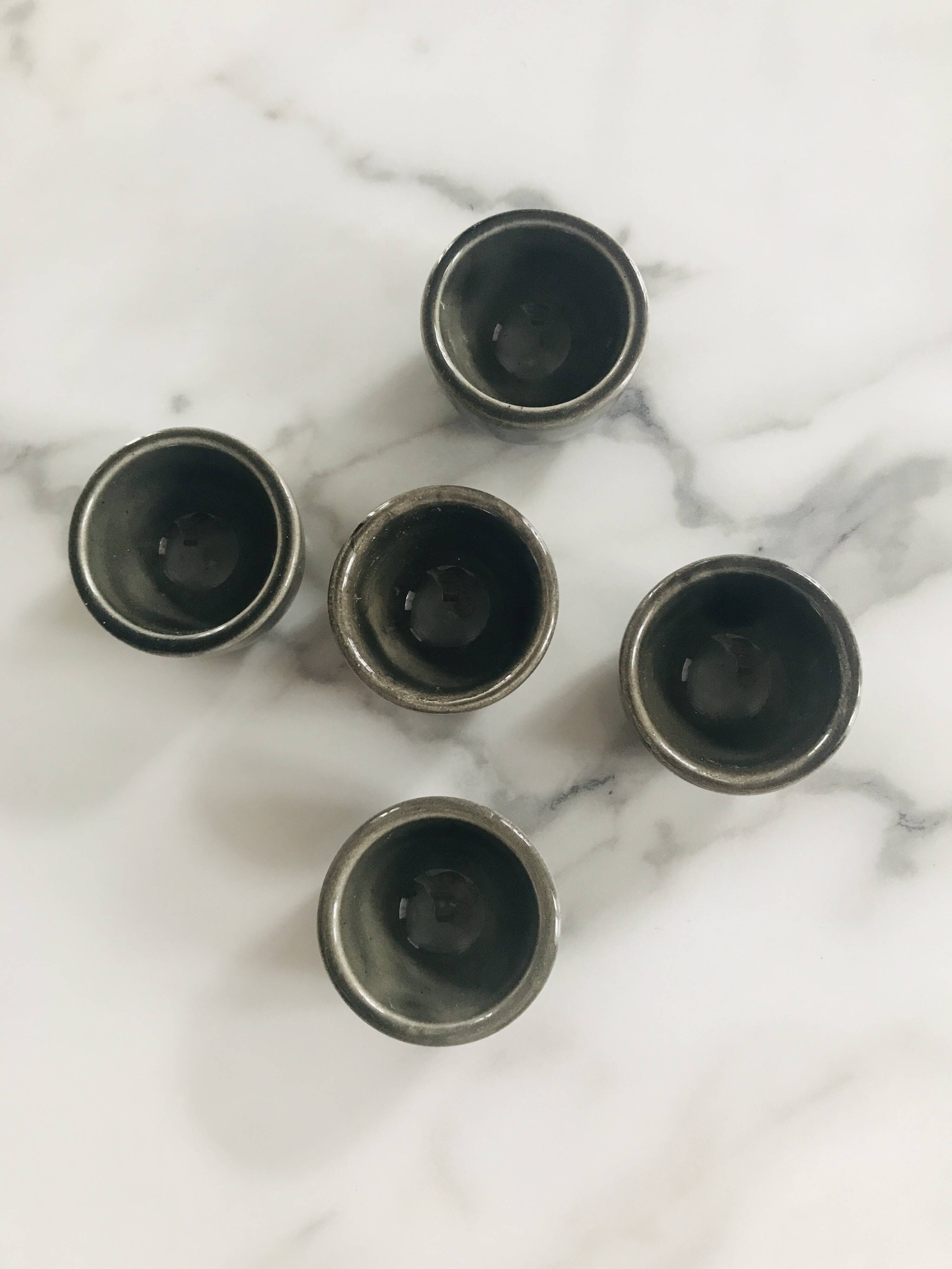 Set of 5 small vintage ceramic candlesticks
