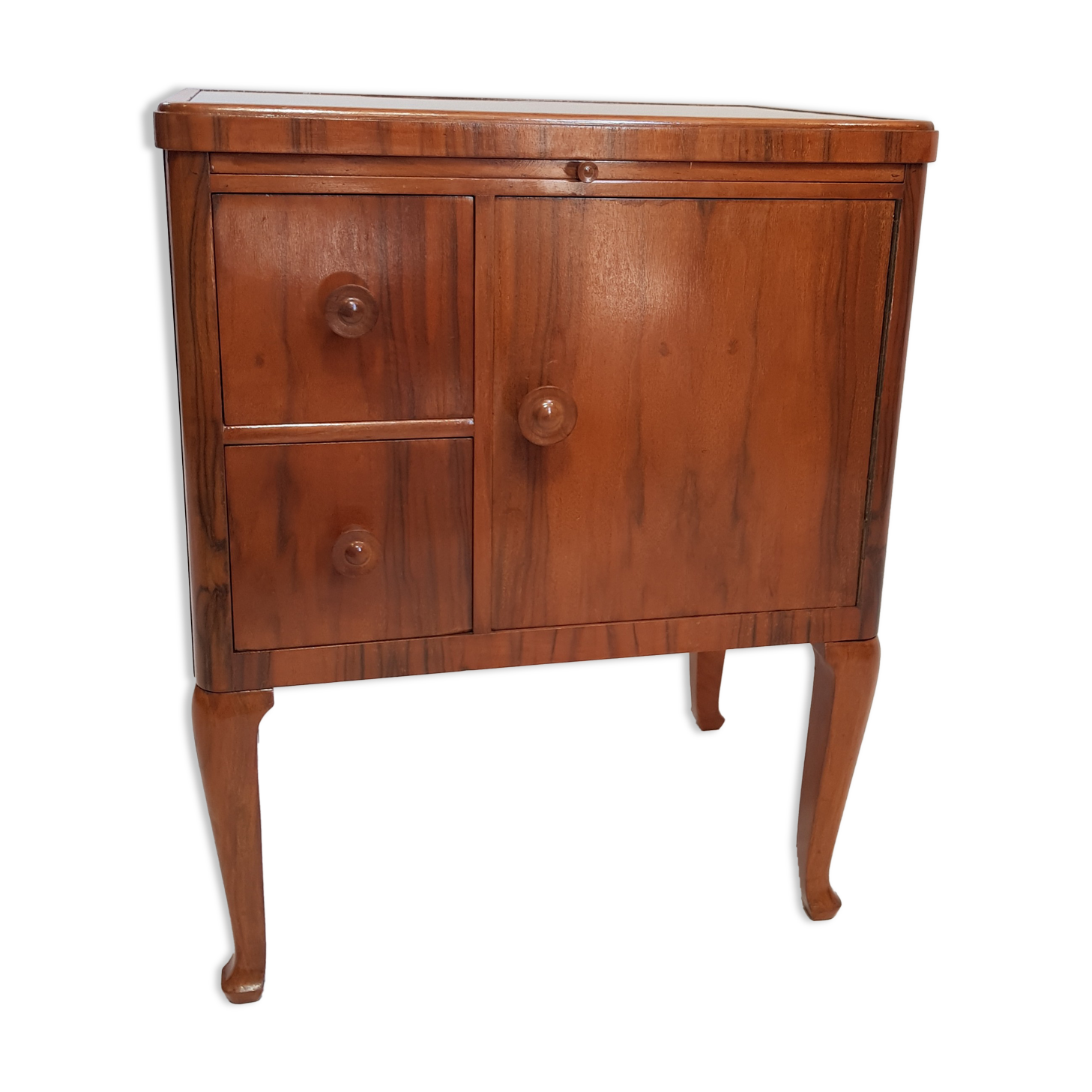 Wooden bedside table with shelf