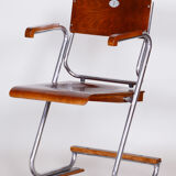 Chaise pliante Bauhaus restaurée, contreplaqué de hêtre, polonais relancé, Tchéquie, années 1930