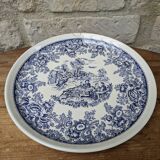 Old ceramic plate with scene of life and blue floral decor Van Melle