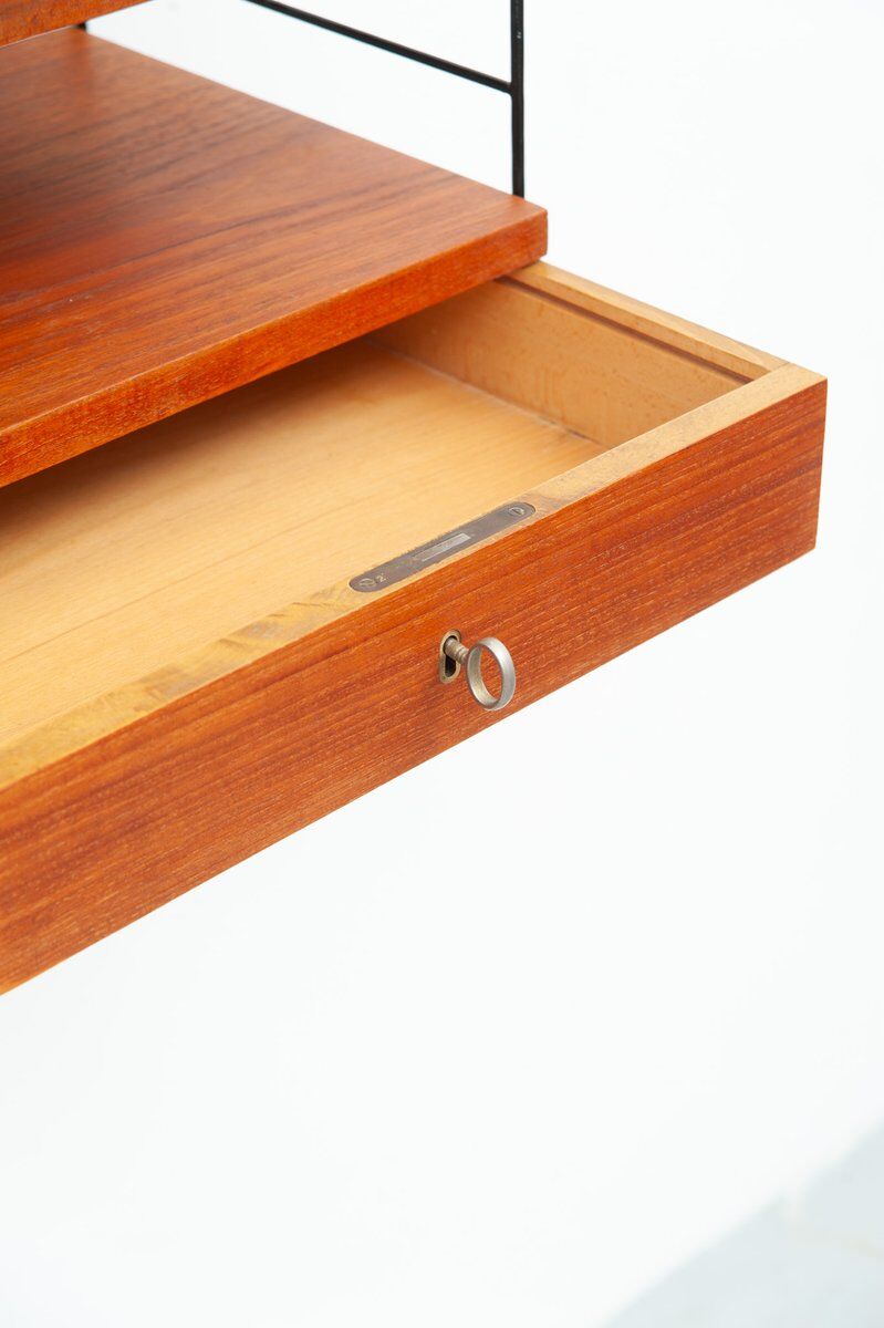 String wall shelf with drawer by Kajsa & Nisse Strinning, 1950s