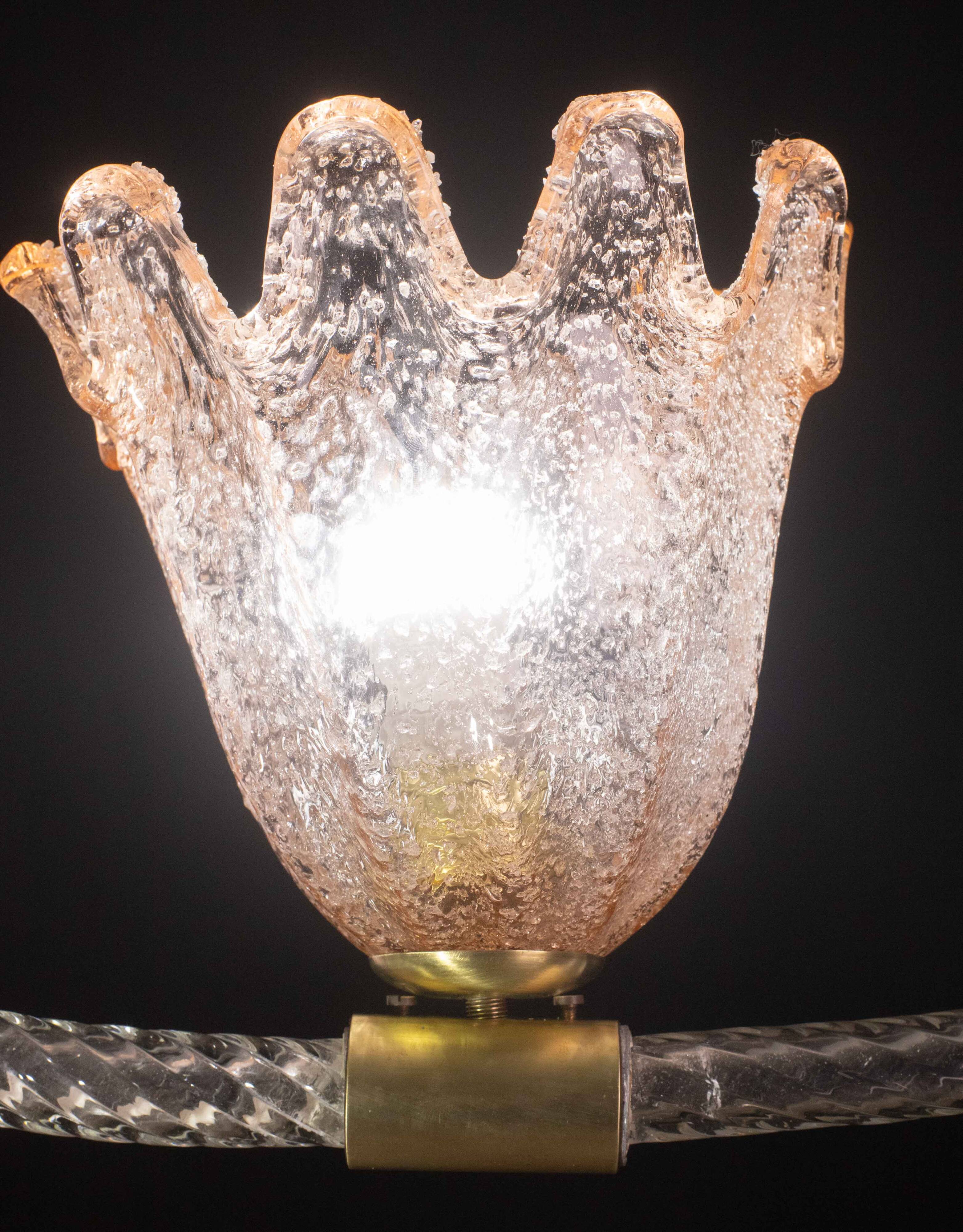 Charming Pink and Trasparent Murano Glass Chandelier by Barovier e Toso