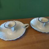 Pair of enamelled candle holders