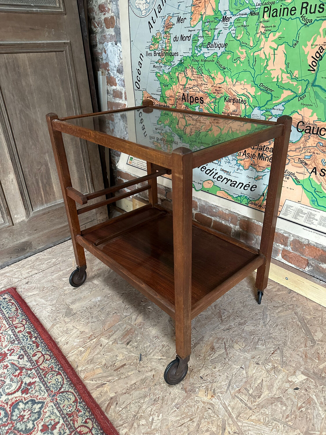 Bar - antique serving trolley on wheels