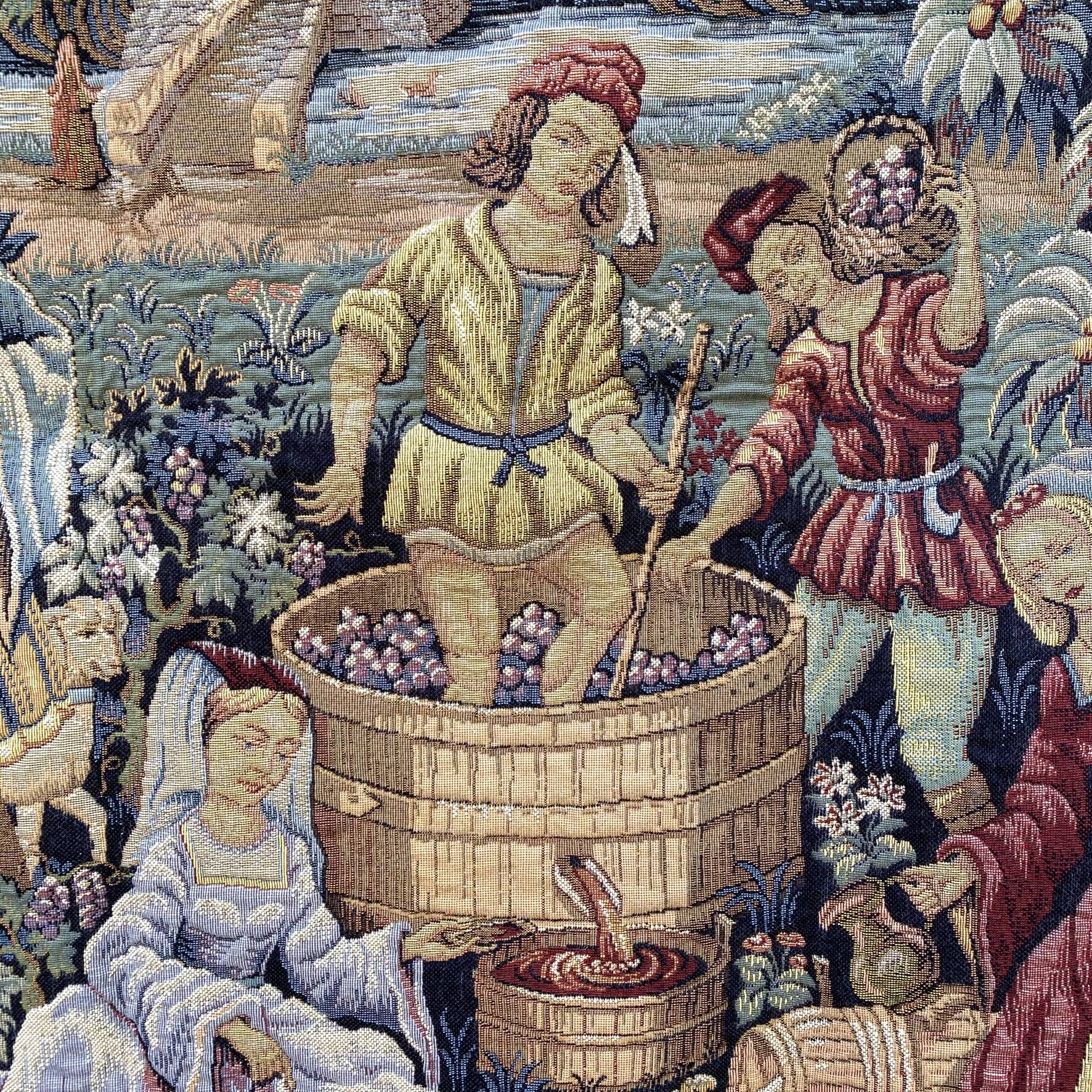 Large Tapestry of Halluin "The Grape Harvest at the Castle", Halluin Stitch