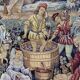 Large Tapestry of Halluin "The Grape Harvest at the Castle", Halluin Stitch