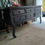Six-drawer console table, African craftsmanship, Ivory Coast
