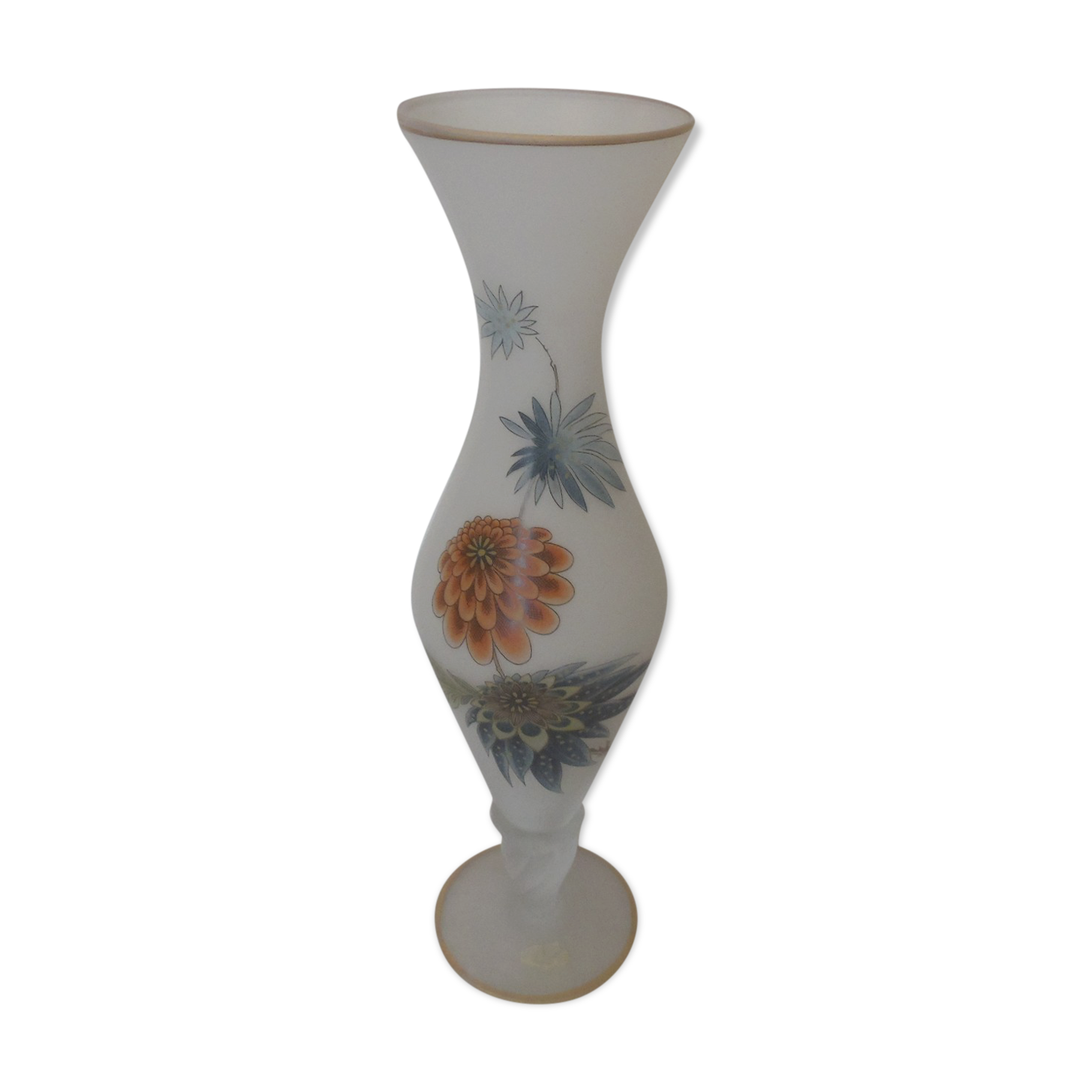 Vase glass frosted deco floral