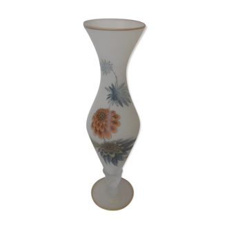 Vase verre givré deco floral