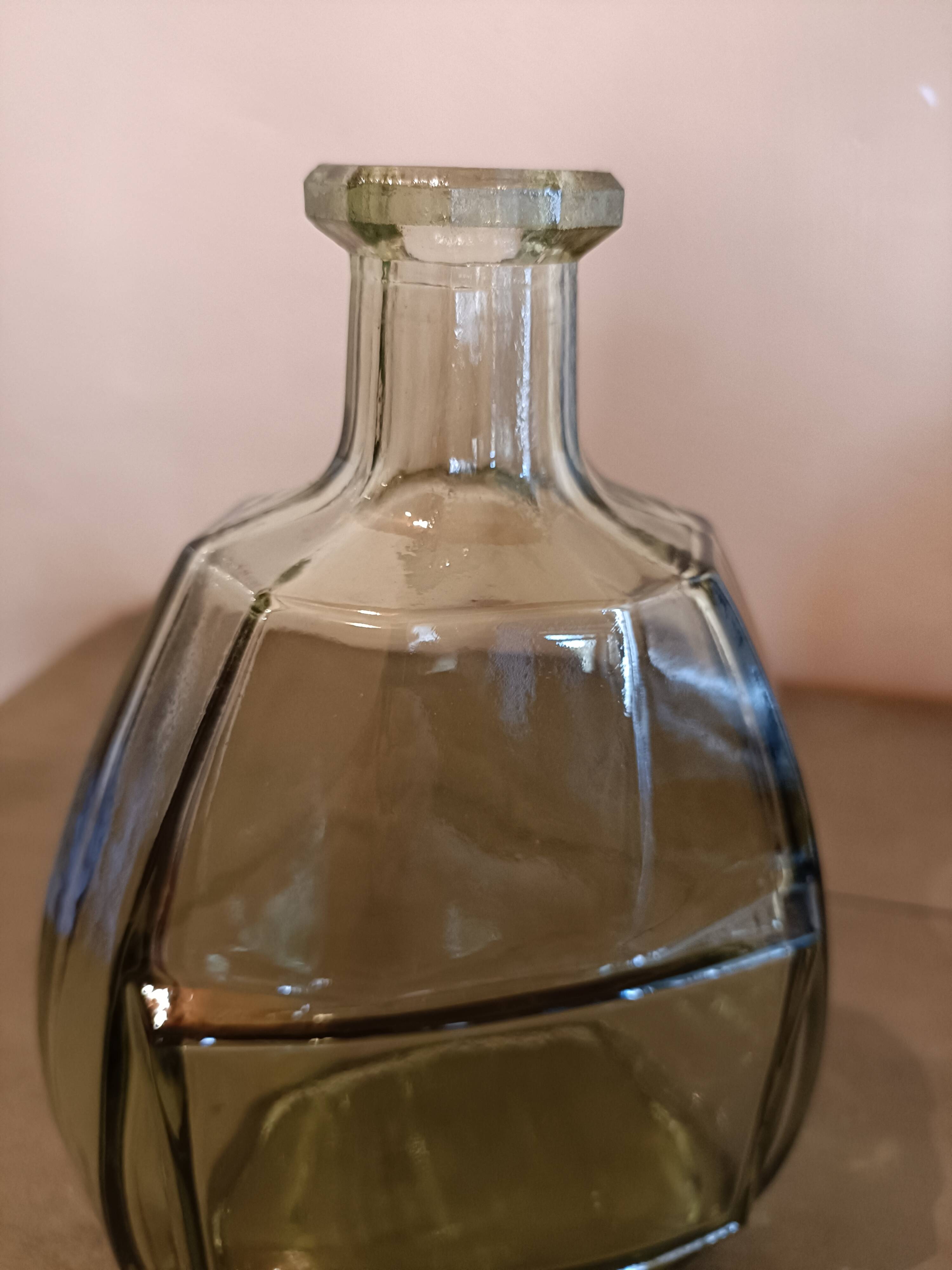 Antique smoked glass bottle, Art Deco style
