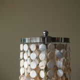Art Deco table lamp with a mother-of-pearl top and Funkis-style frame.